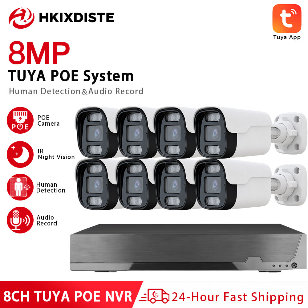 Tuya 4 Channel - 8MP 4K 8CH Tuya PoE Security