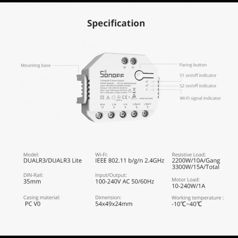 1-8pcs Smart Switch SONOFF DUA - đánh giá và giá Sonoff
