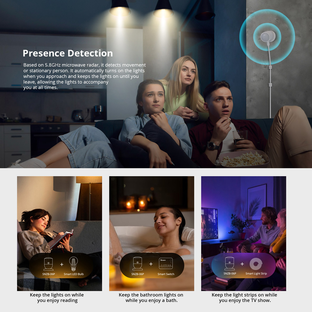 SONOFF SNZB-06P Zigbee Human P - đánh giá và giá Sonoff Basic