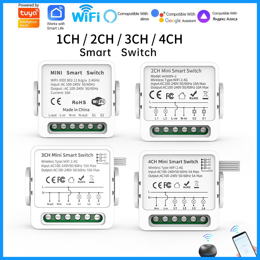 Tuya WiFi Smart Switch 1/2/3/4 - đánh giá và giá Smart Relay Tuya