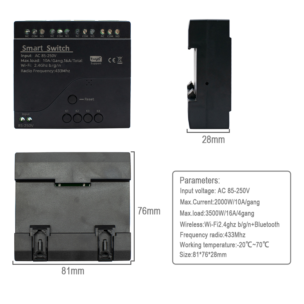 Tuya WIFI 4 Channel Smart Swit - đánh giá và giá Tuya 4 Channel