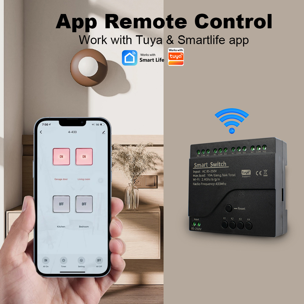 New 4CH Motor Smart Switch WIF - đánh giá và giá Tuya 4 Channel