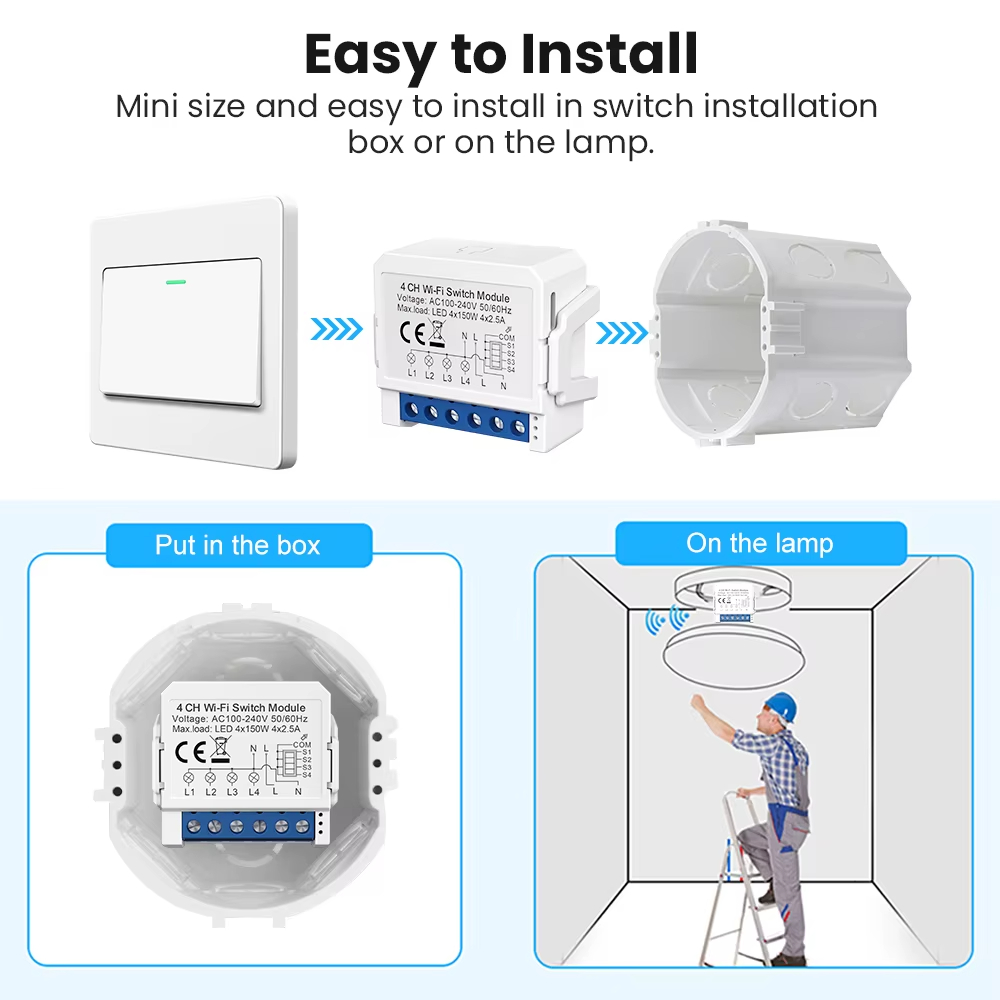 WSM16 Tuya WiFi Smart Switch M - đánh giá và giá Tuya 4 Channel