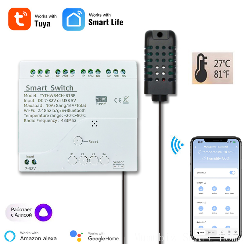 Tuya Smart 7-32V WiFi 4 Channe - đánh giá và giá Tuya 4 Channel