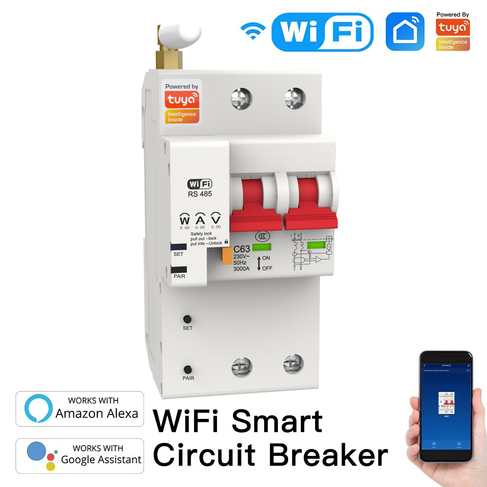 Smart Wifi Circuit Breaker 2P  - đánh giá và giá Tuya Smart