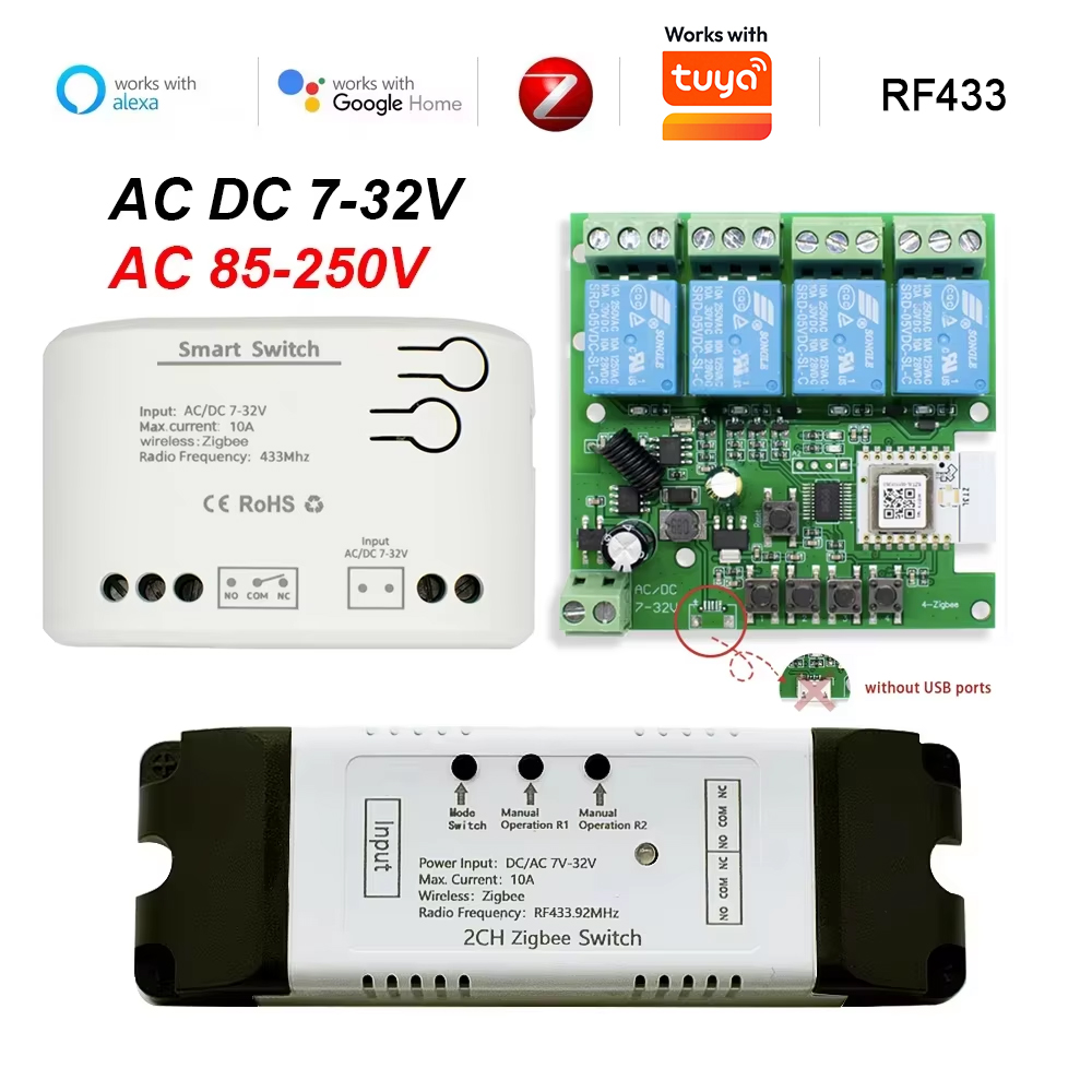 Dry Contact Smart Zigbee Switc - đánh giá và giá Tuya 4 Channel