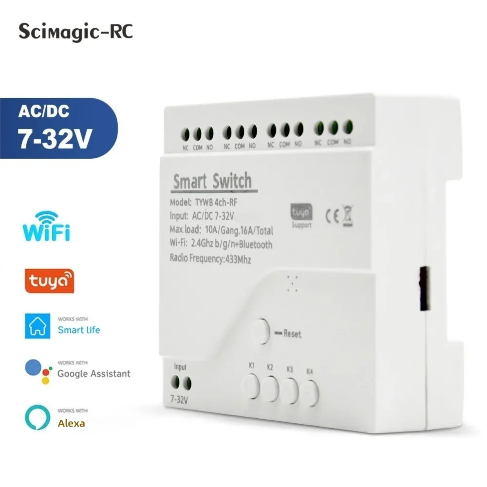 Tuya Smart WiFi 7-32V 85-250V  - đánh giá và giá Tuya 4 Channel